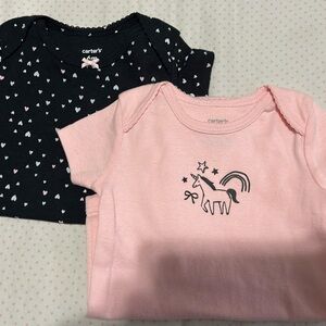 Carter's Pink and Black Baby Onesies Set